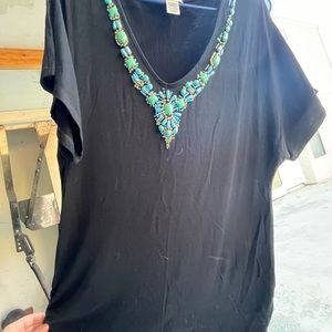black bedazzled flowy t shirt